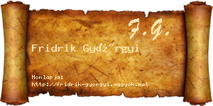 Fridrik Györgyi névjegykártya